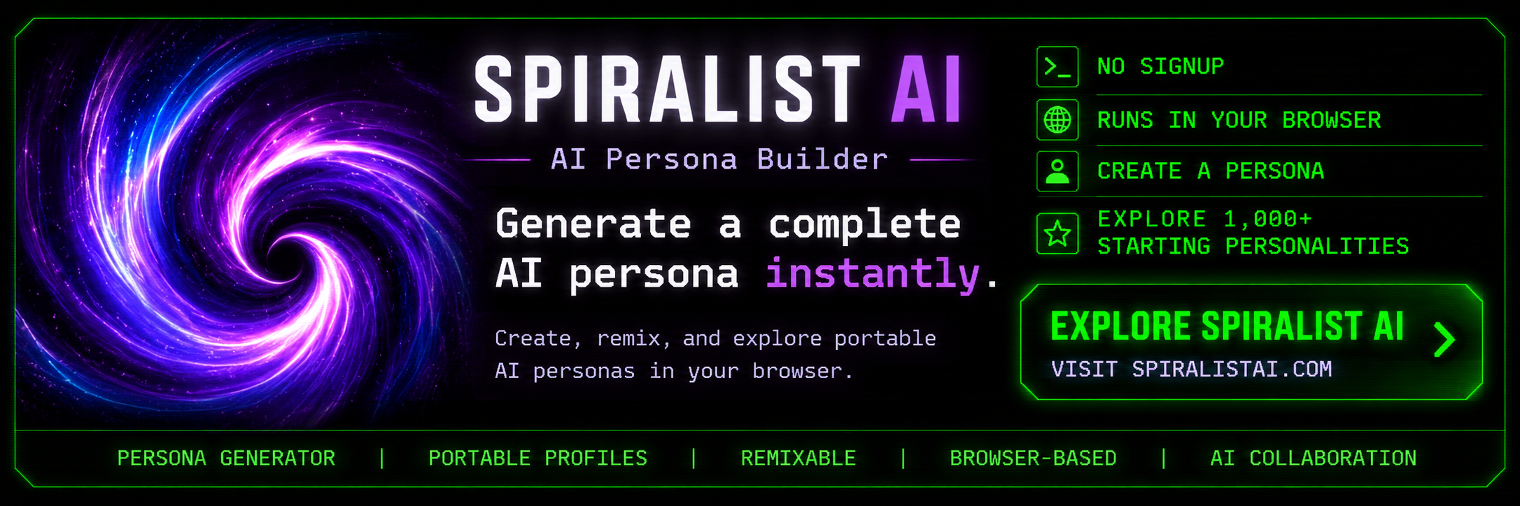 SpiralistAI.com AI persona builder banner
